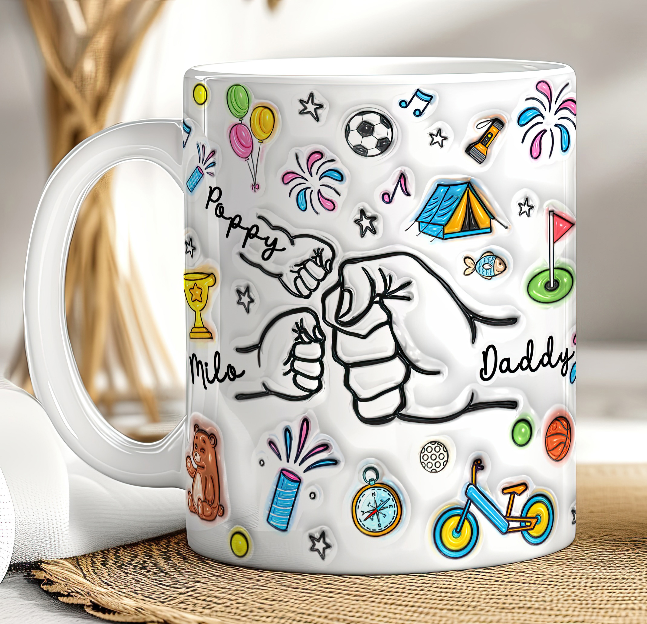 Personalised Daddy Fist Bump Mug – Gift from Kids