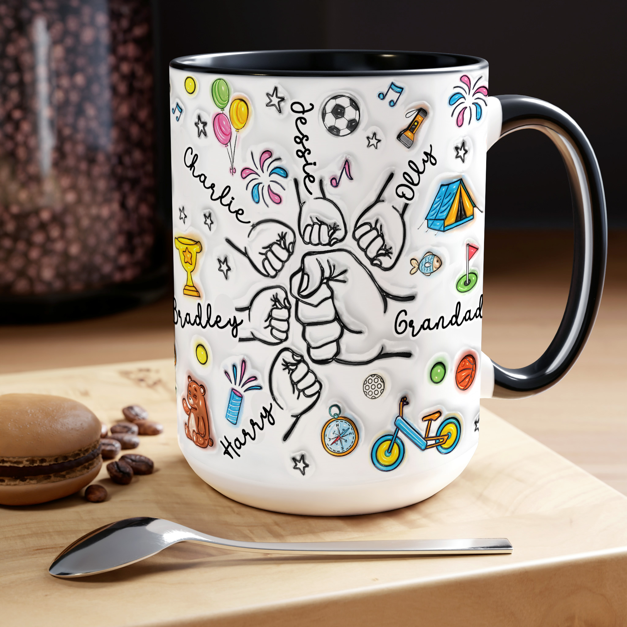 Personalised Daddy Fist Bump Mug – Gift from Kids - Image 8