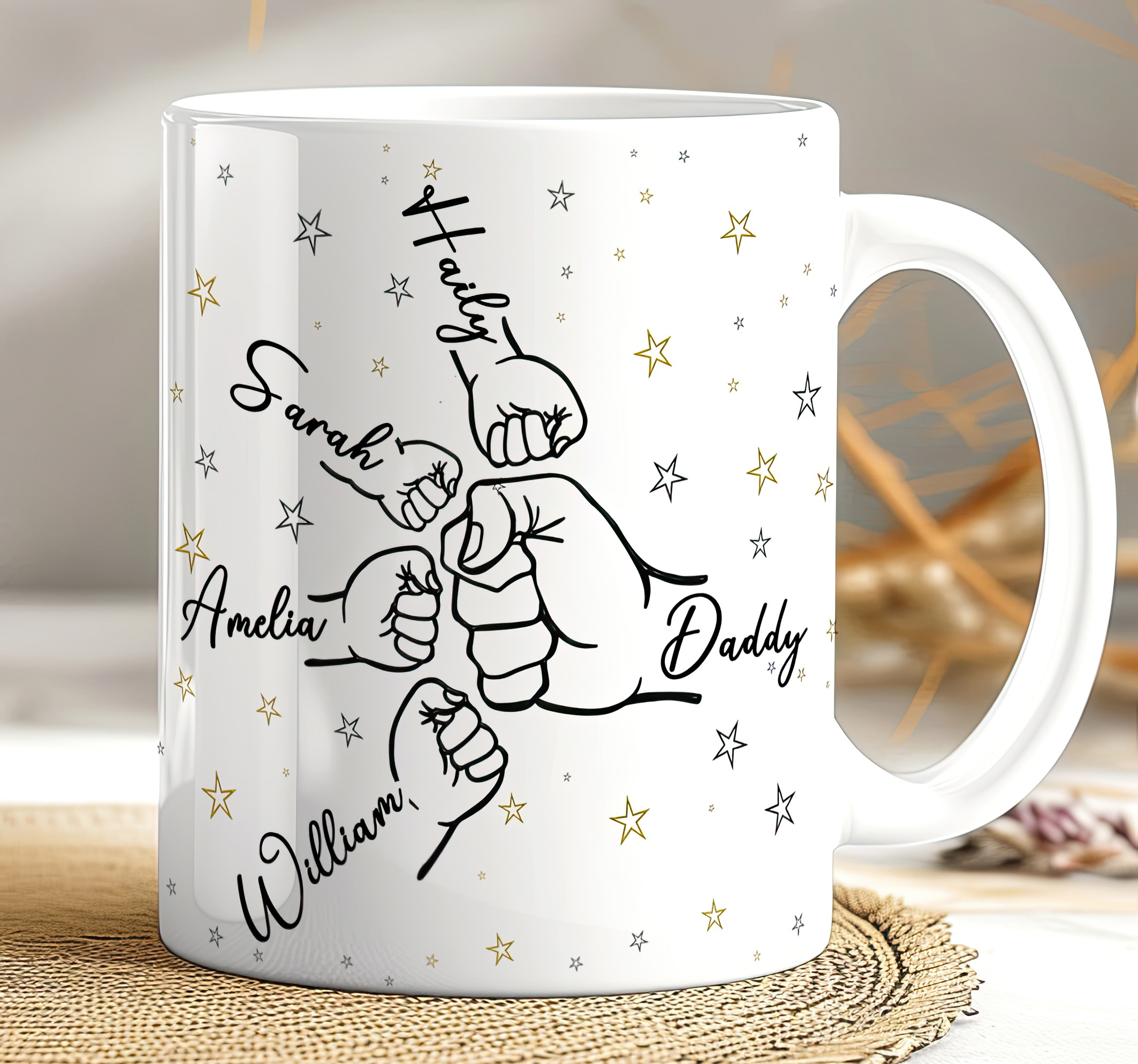 Personalised Fist Bump Dad Mug – Family Names Father’s Day Gift
