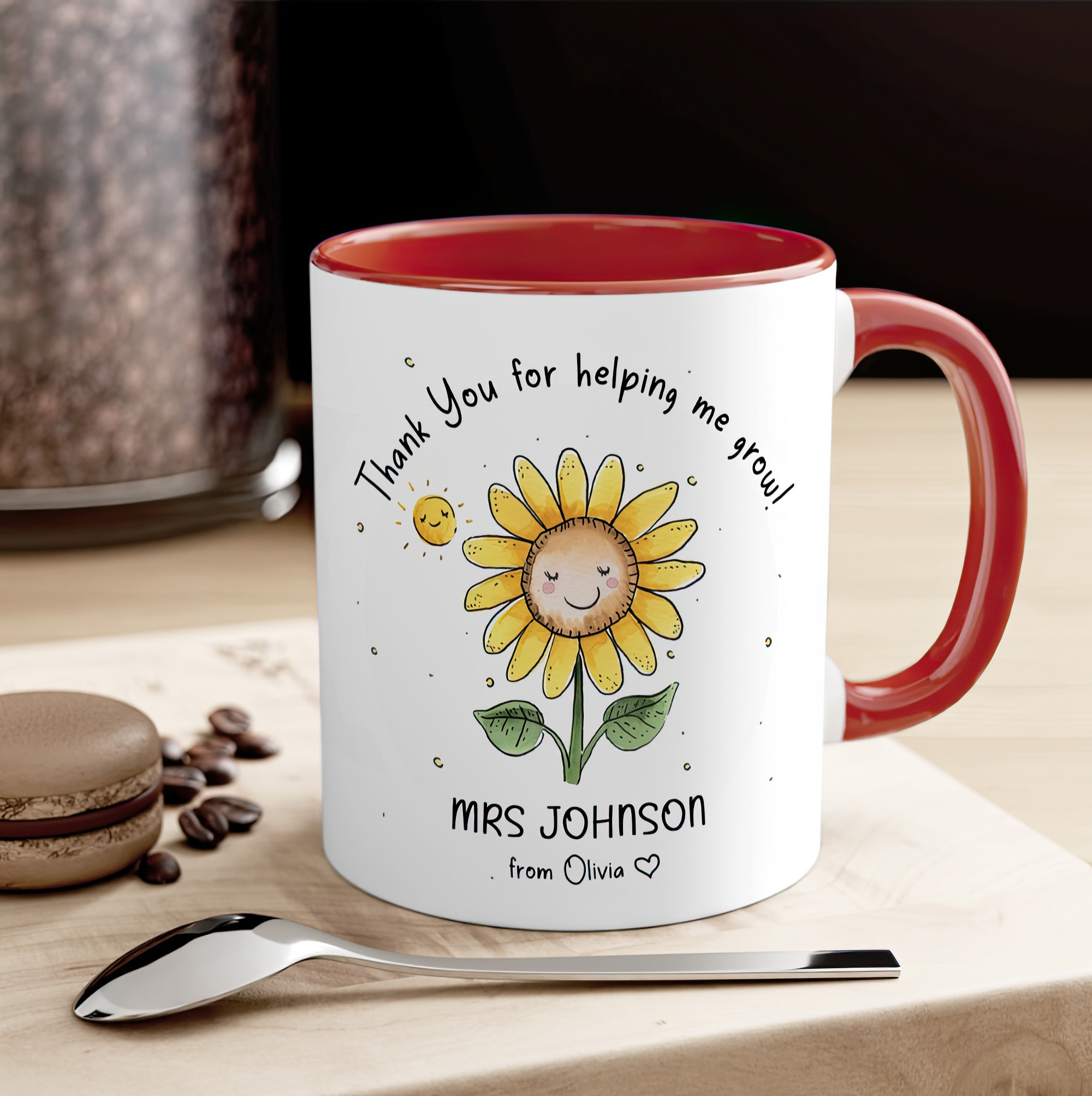 Personalised Sunflower Teacher Mug – Thank You Gift - Image 9