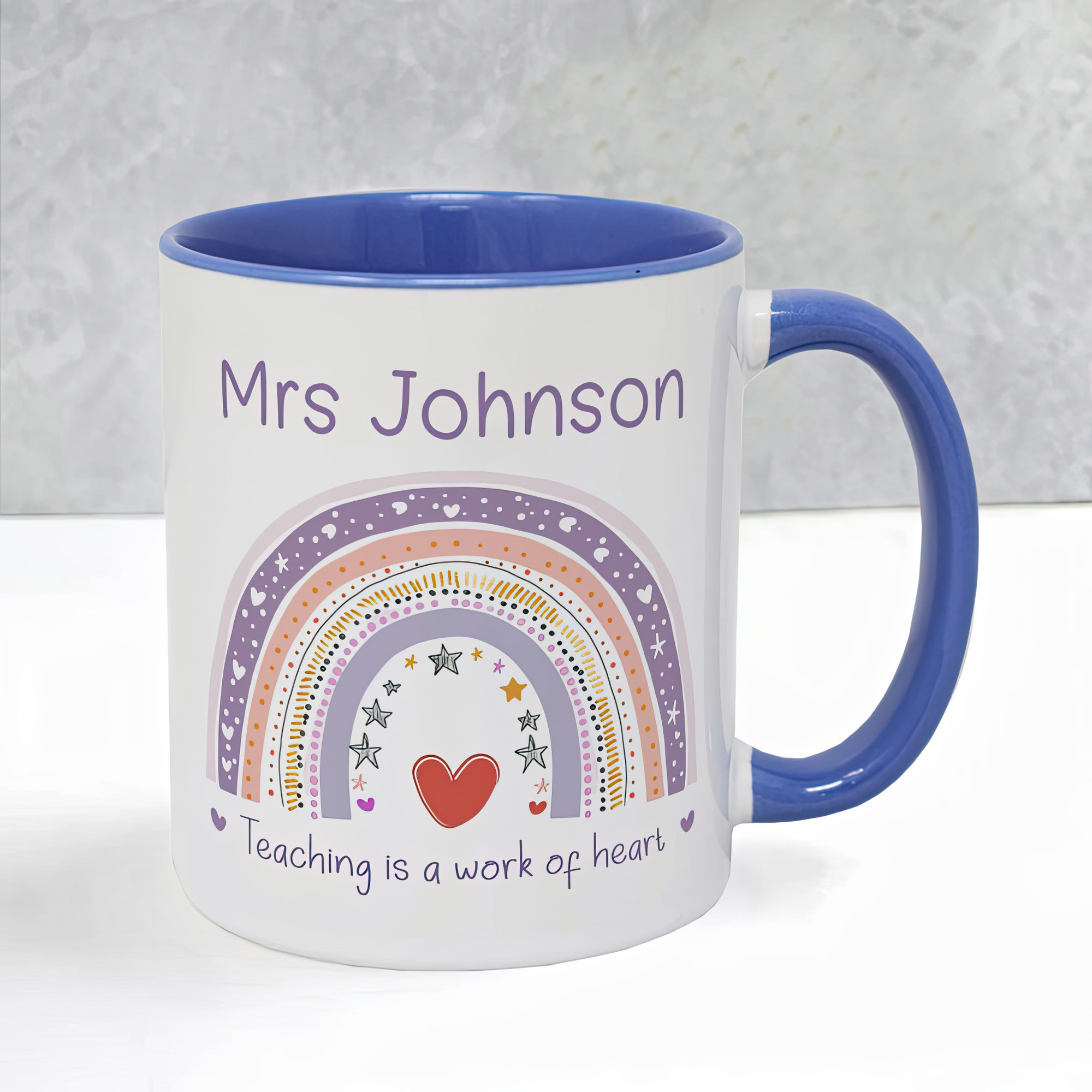 Personalised Rainbow Teacher Mug – Teaching Is a Work of Heart - Image 7