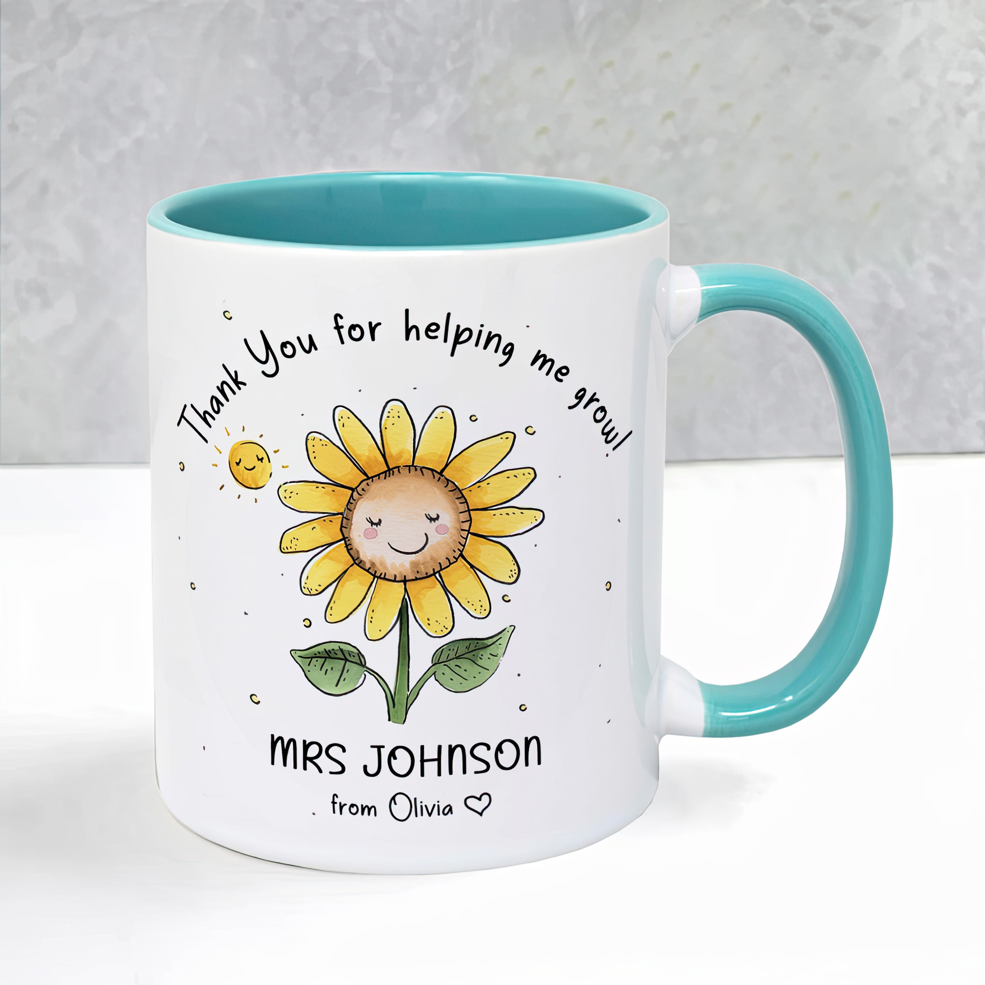 Personalised Sunflower Teacher Mug – Thank You Gift - Image 8