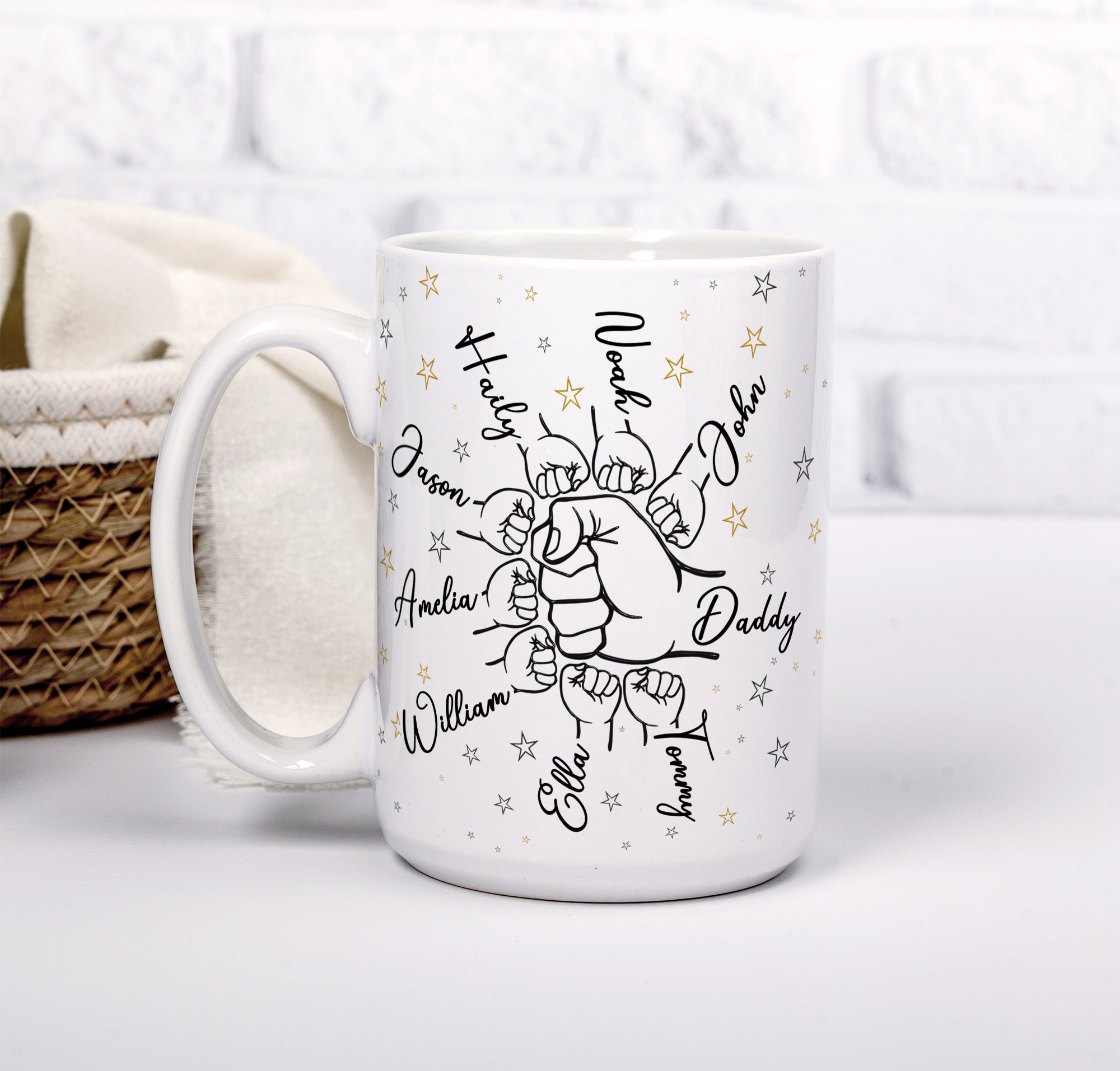 Personalised Fist Bump Dad Mug – Family Names Father’s Day Gift - Image 6