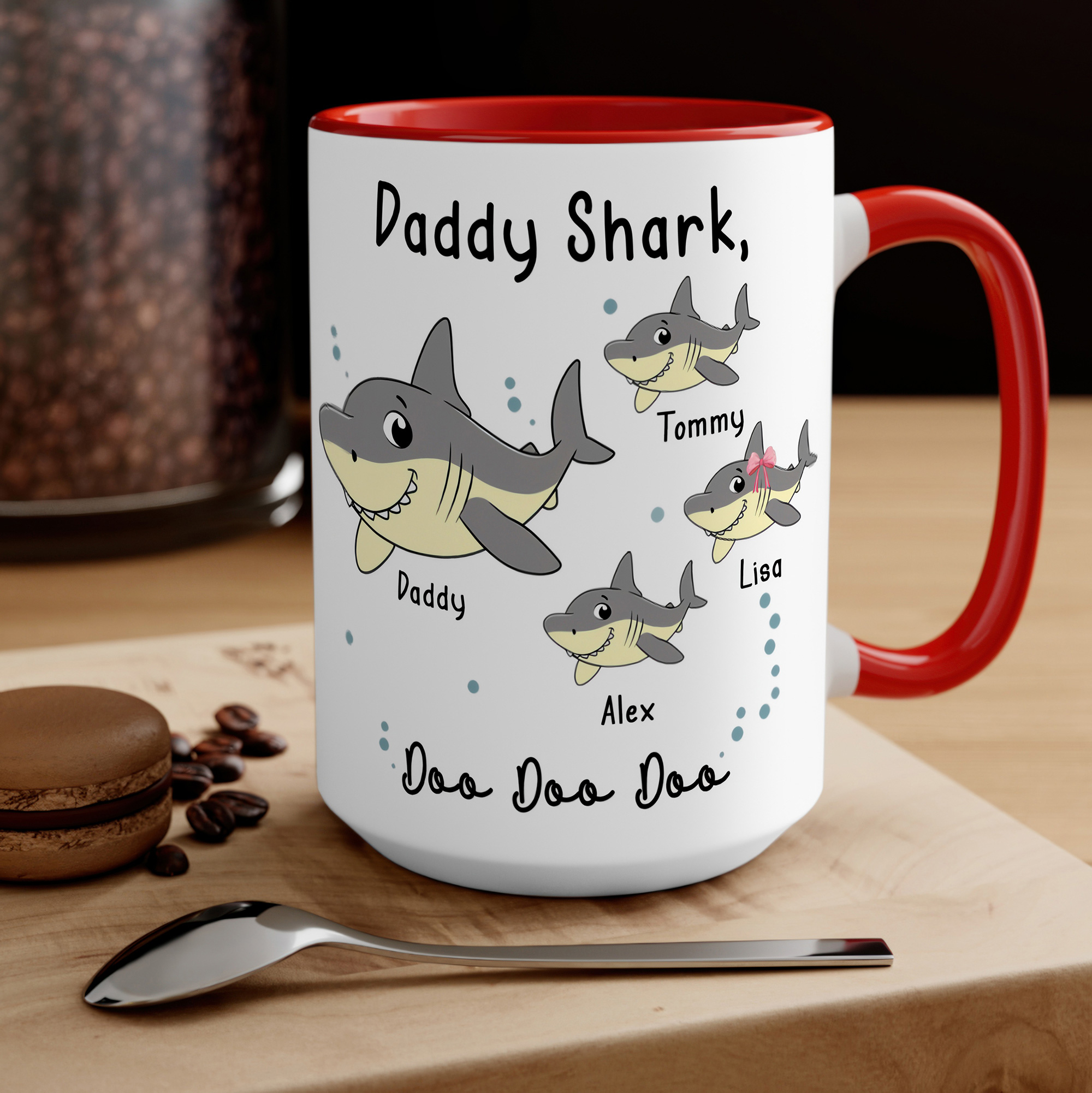 Personalised Daddy Shark Mug - Father's Day Gift - Image 5