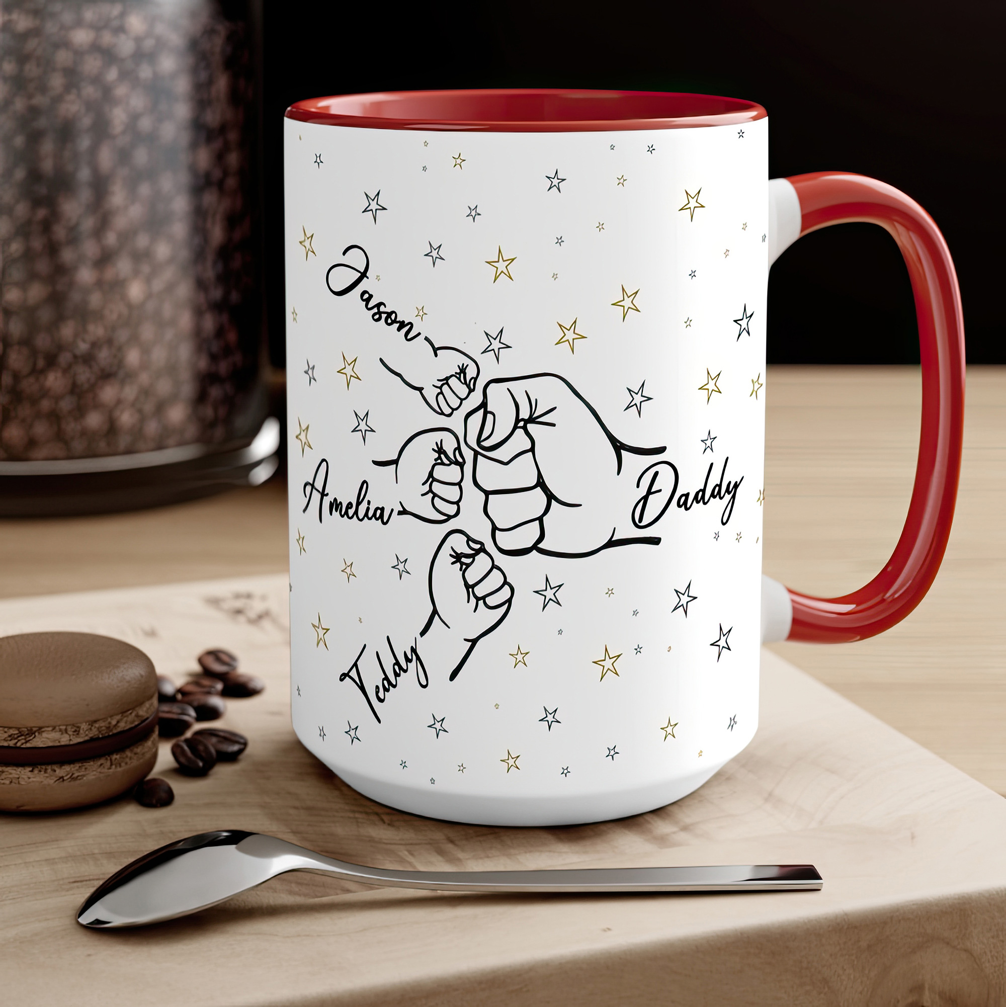 Personalised Fist Bump Dad Mug – Family Names Father’s Day Gift - Image 5