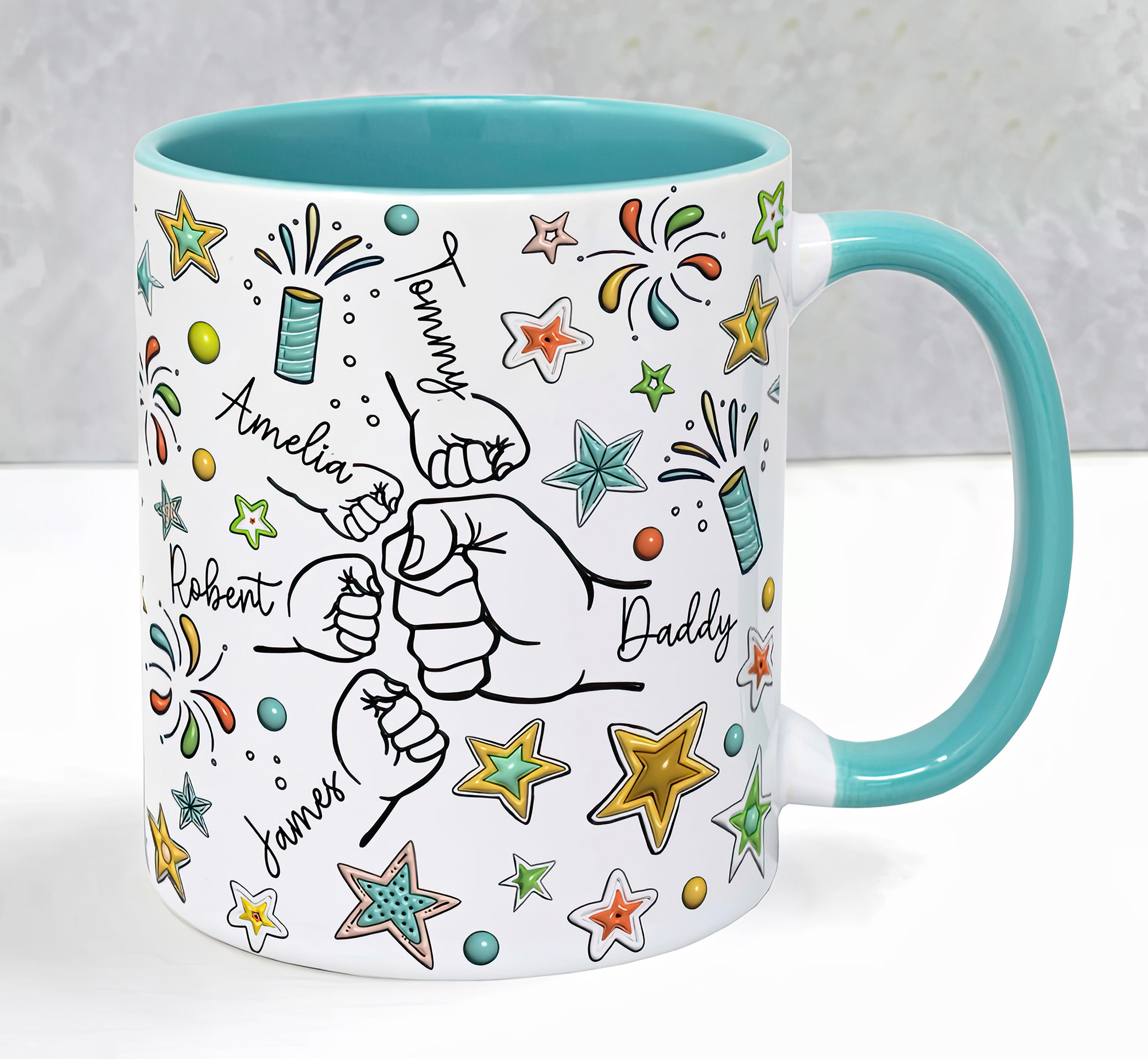 Personalised Daddy Fist Bump Mug – Custom Family Gift for Dad - Image 3