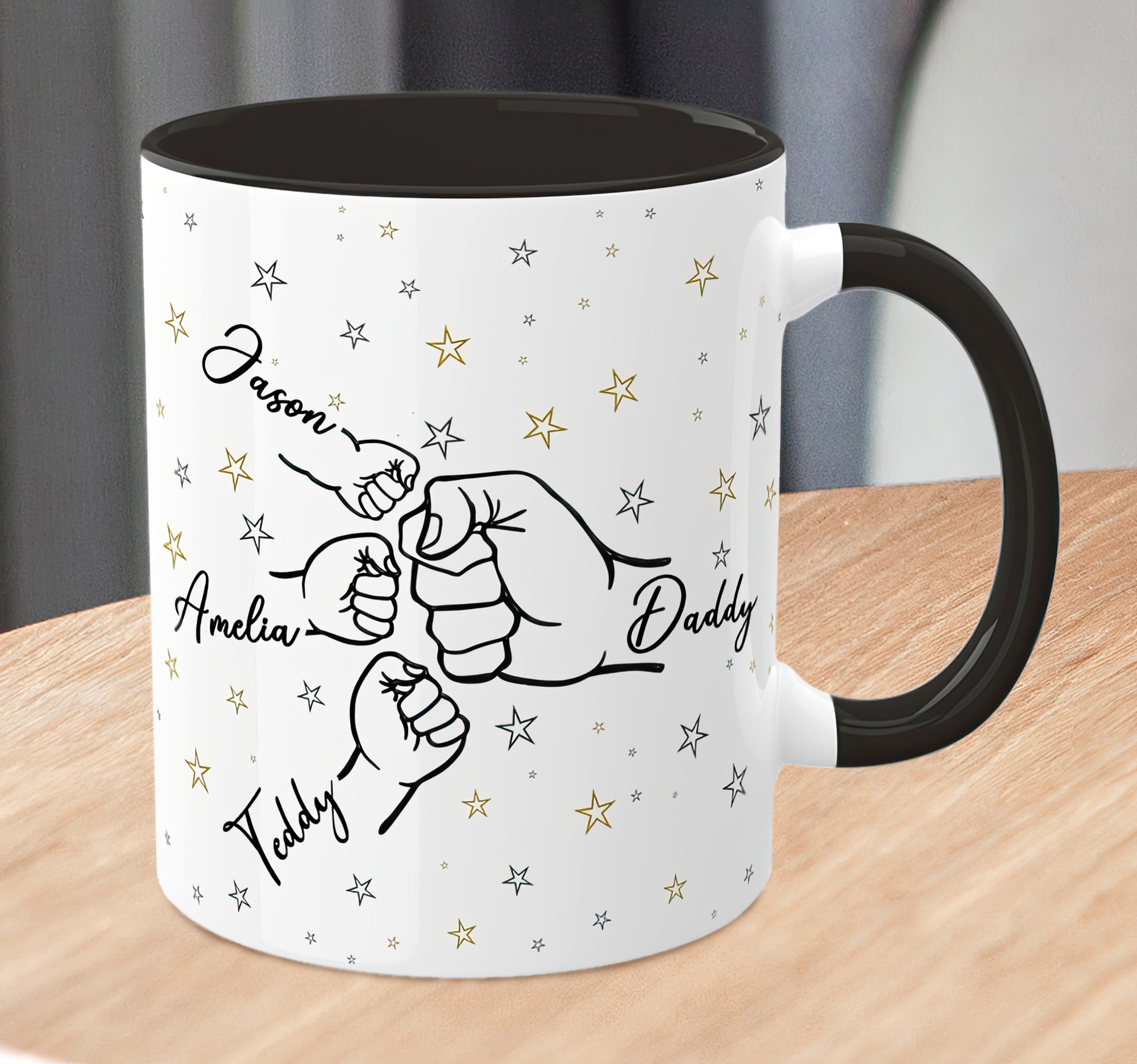 Personalised Fist Bump Dad Mug – Family Names Father’s Day Gift - Image 4