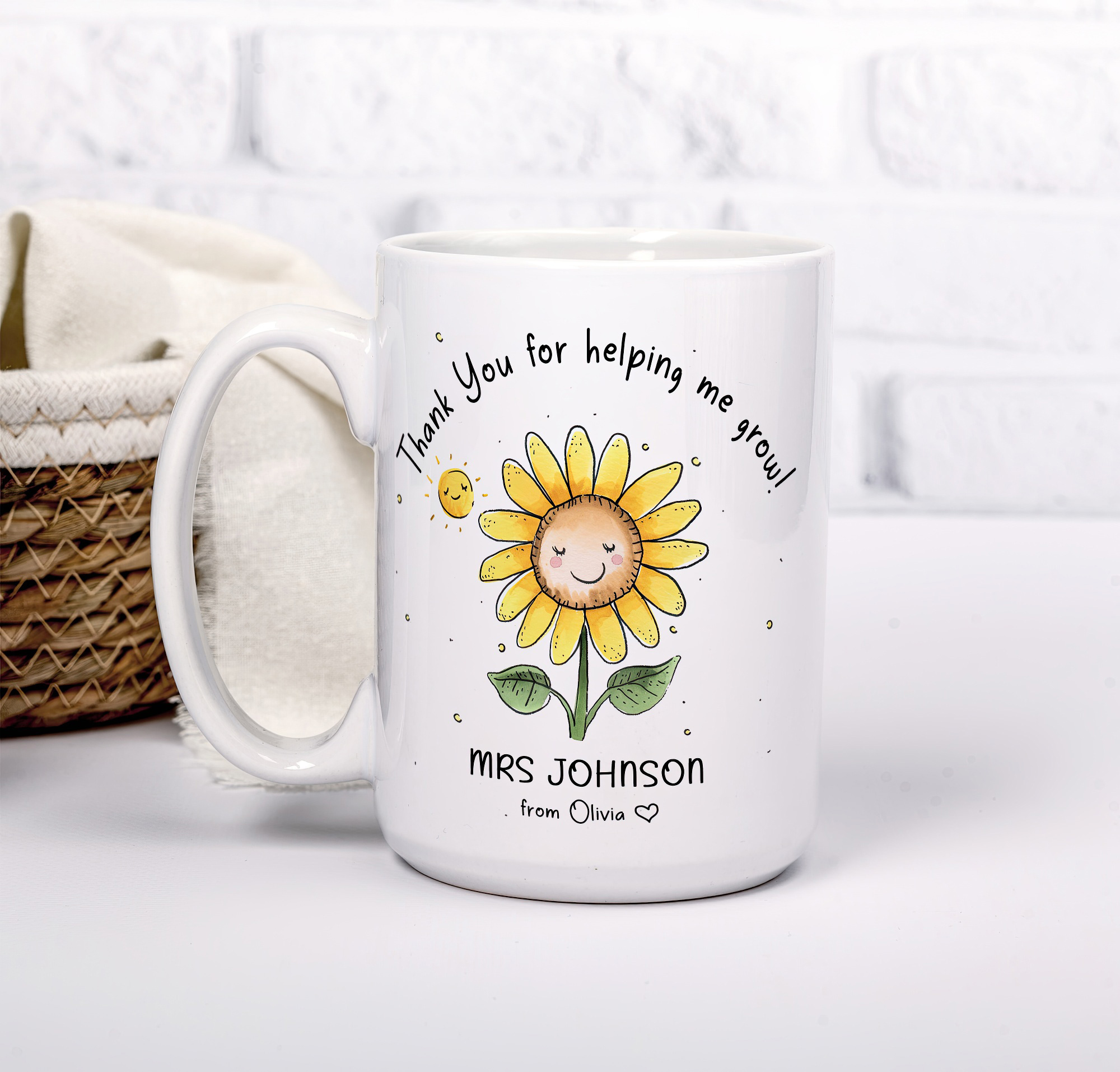 Personalised Sunflower Teacher Mug – Thank You Gift - Image 5