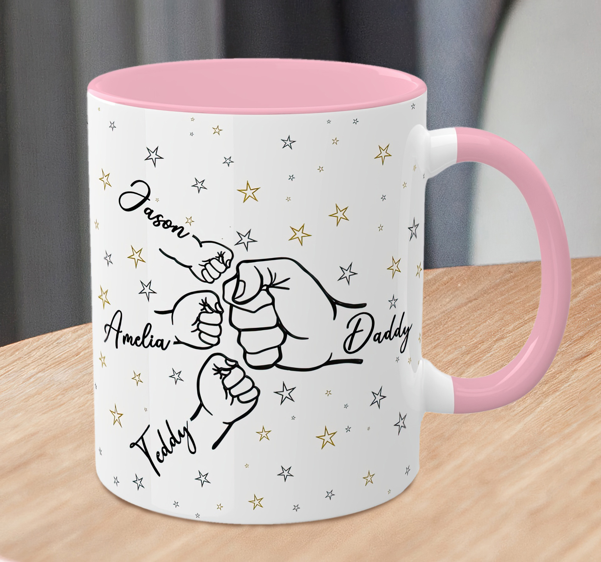 Personalised Fist Bump Dad Mug – Family Names Father’s Day Gift - Image 3