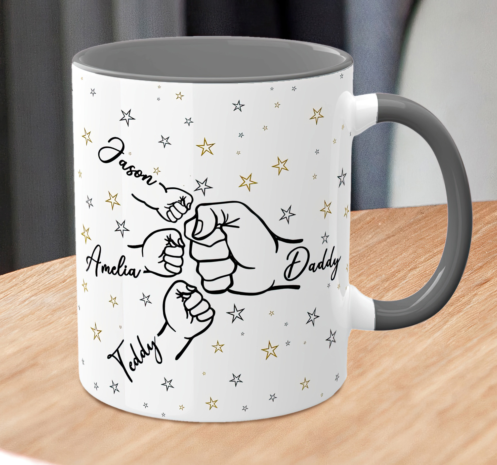 Personalised Fist Bump Dad Mug – Family Names Father’s Day Gift - Image 2
