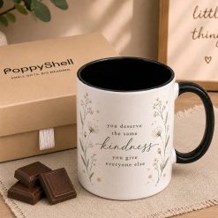 Alternative view of Kindness Quote Mug – Inspirational Floral Coffee Cup Gift