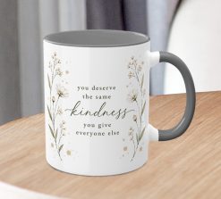 Alternative view of Kindness Quote Mug – Inspirational Floral Coffee Cup Gift