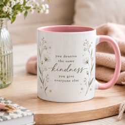 Kindness Quote Mug – Inspirational Floral Coffee Cup Gift - Image 4