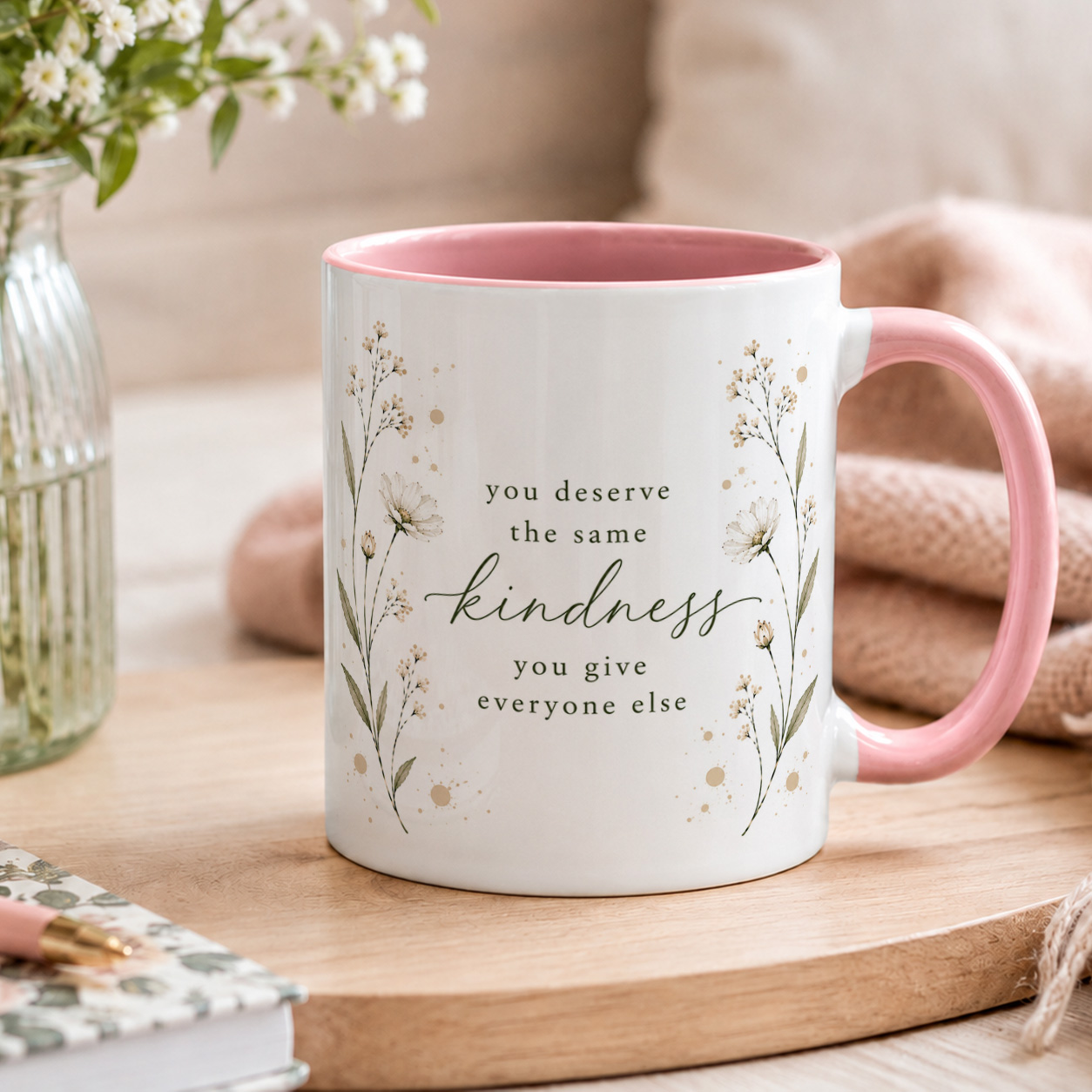 Kindness Quote Mug – Inspirational Floral Coffee Cup Gift - Image 4