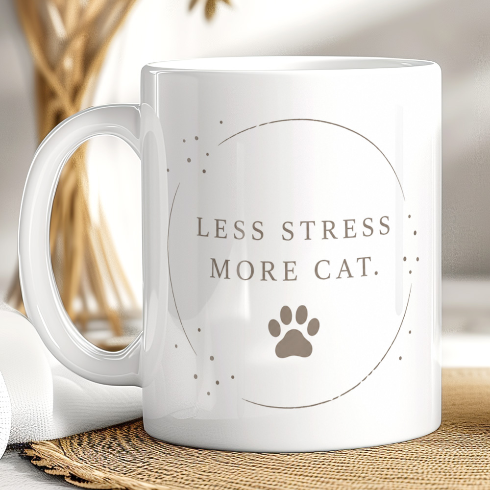 Less Stress More Cat Mug – Funny Cat Lover Gift
