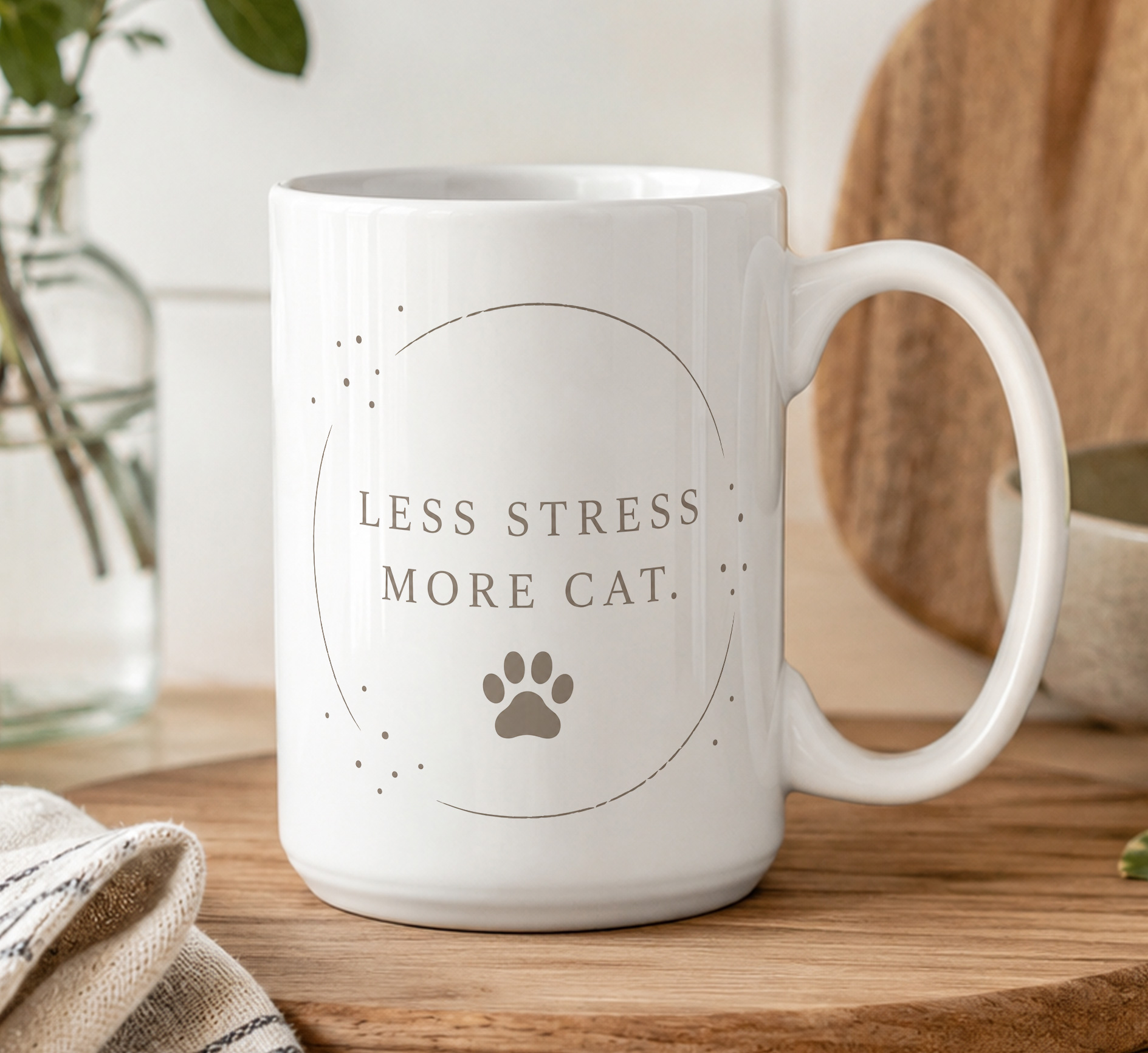 Less Stress More Cat Mug – Funny Cat Lover Gift - Image 5