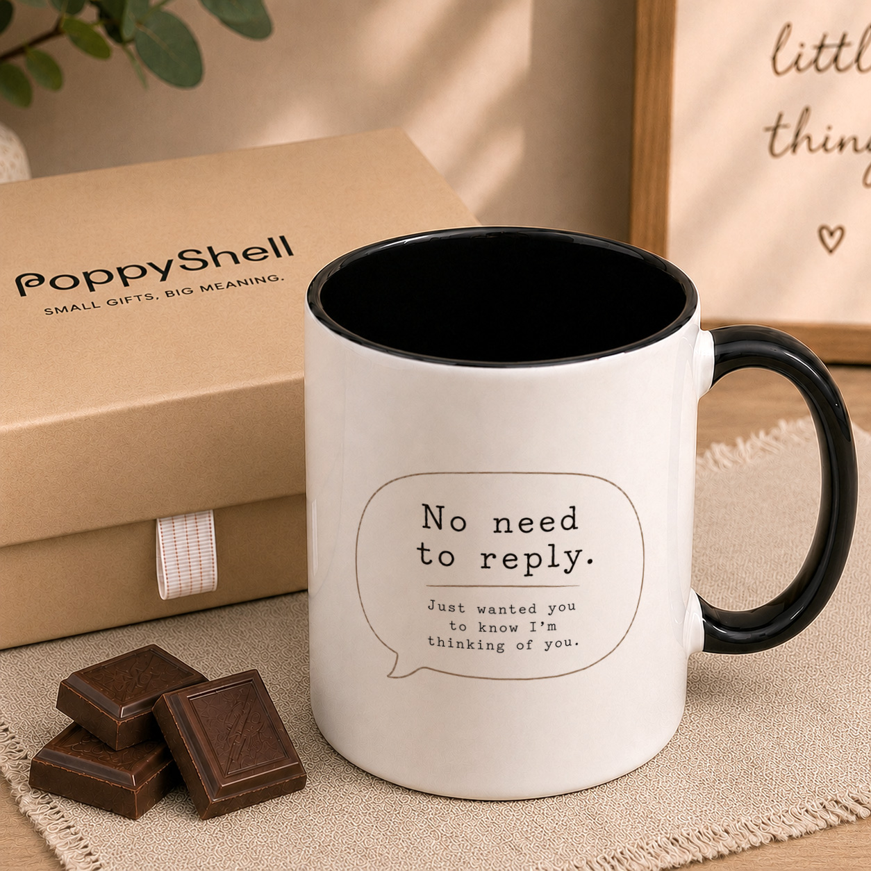 Thinking of You Mug – No Need to Reply Coffee Cup - Image 2