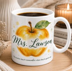 Personalised Teacher Apple Mug – Custom Name Thank You Gift