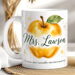 Personalised Teacher Apple Mug – Custom Name Thank You Gift