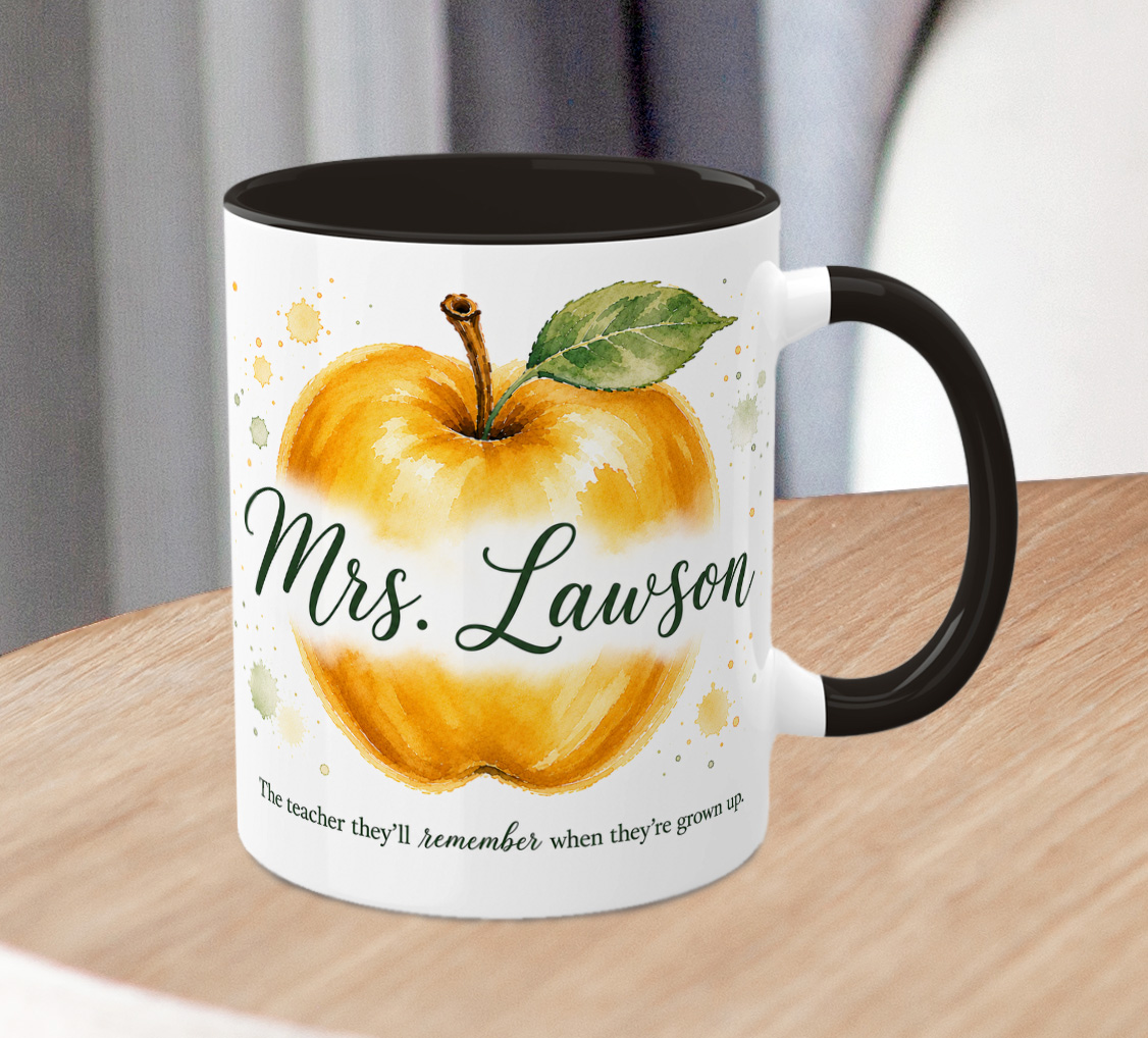 Personalised Teacher Apple Mug – Custom Name Thank You Gift - Image 3