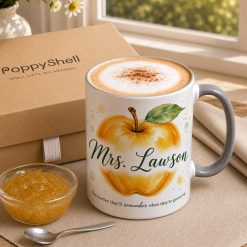 Alternative view of Personalised Teacher Apple Mug – Custom Name Thank You Gift