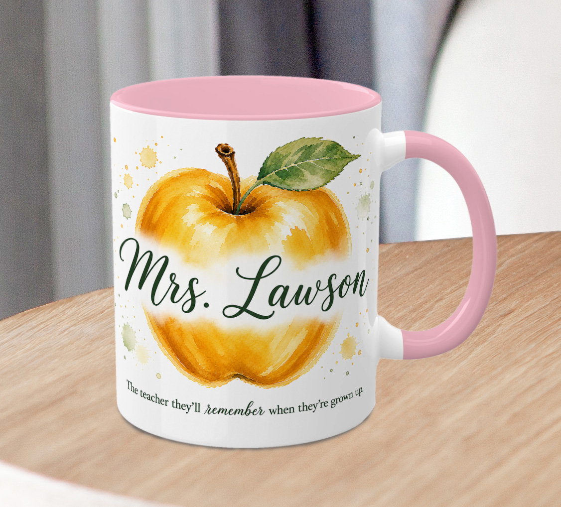 Personalised Teacher Apple Mug – Custom Name Thank You Gift - Image 4