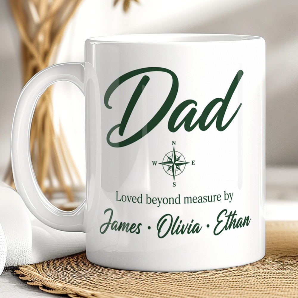 Personalised Dad Compass Mug – Custom Father's Gift with Children’s Names