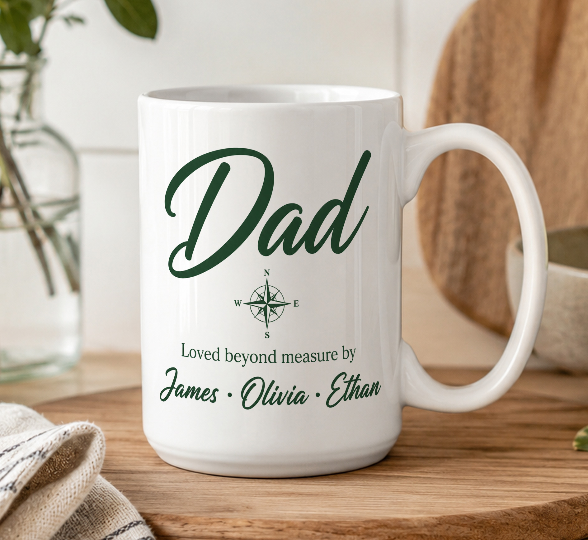 Personalised Dad Compass Mug – Custom Father's Gift with Children’s Names - Image 3