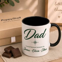 Alternative view of Personalised Dad Compass Mug – Custom Father's Gift with Children’s Names