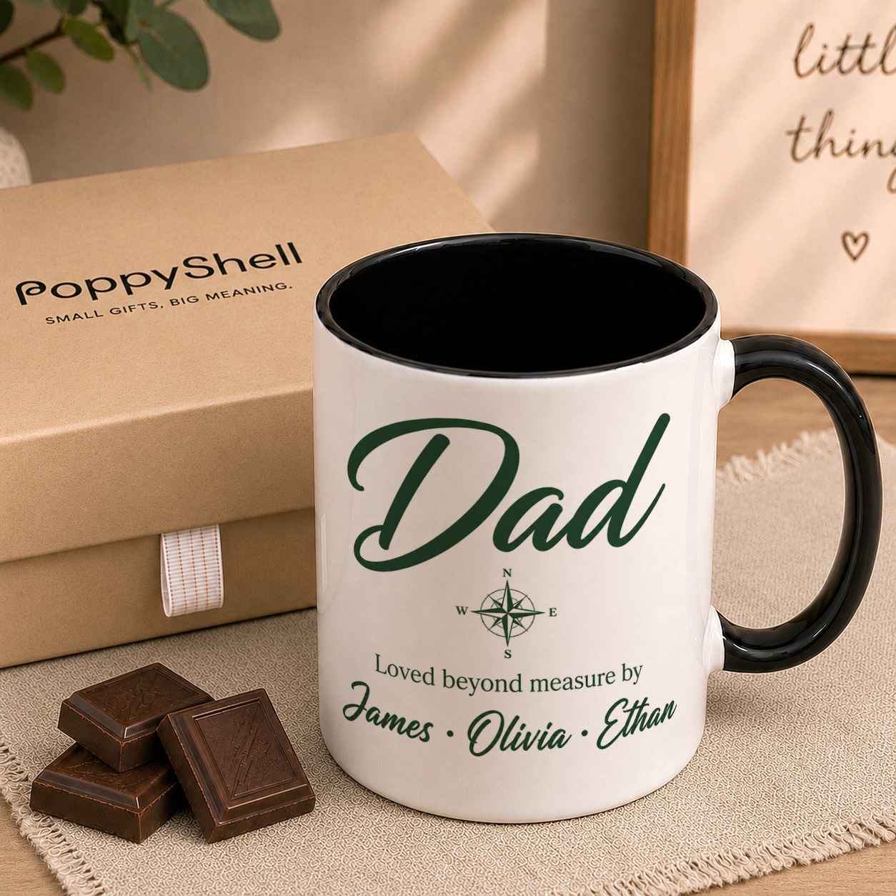 Personalised Dad Compass Mug – Custom Father's Gift with Children’s Names - Image 2