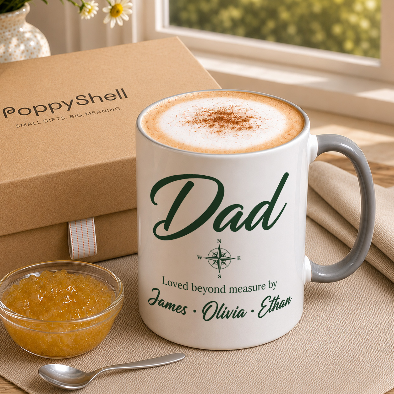Personalised Dad Compass Mug – Custom Father's Gift with Children’s Names - Image 4