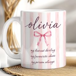 Personalised Bow Mug – Custom Name Gift for Daughter, Sister or Best Friend