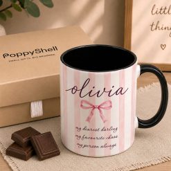 Personalised Pink Bow Mug – Custom Name Coquette Gift - Image 4
