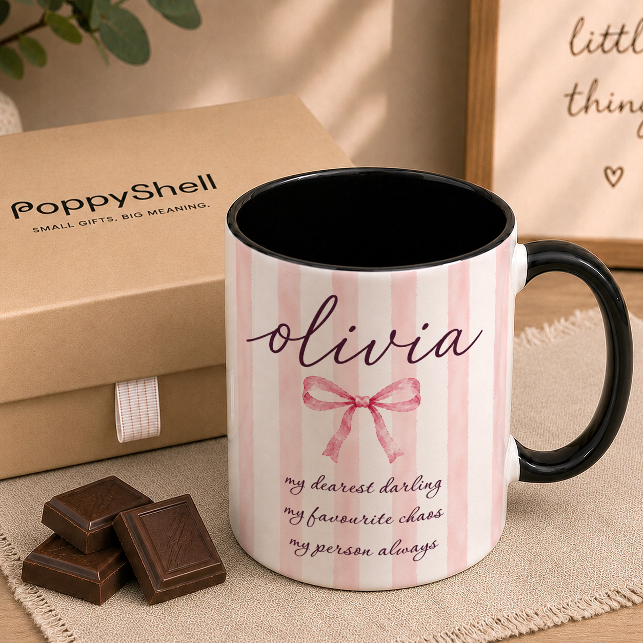 Personalised Pink Bow Mug – Custom Name Coquette Gift - Image 4