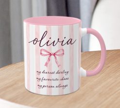 Alternative view of Personalised Bow Mug – Custom Name Gift for Daughter, Sister or Best Friend