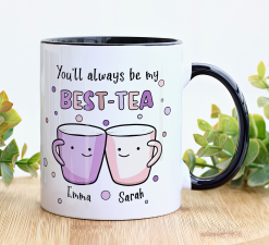 Alternative view of Personalised Cartoon Best-Tea Mug – Pink & Purple Friendship Gift