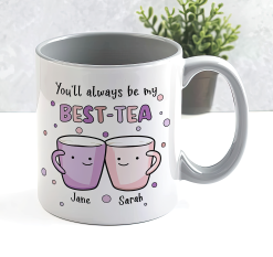 Personalised Cartoon Best-Tea Mug – Pink & Purple Friendship Gift - Image 4