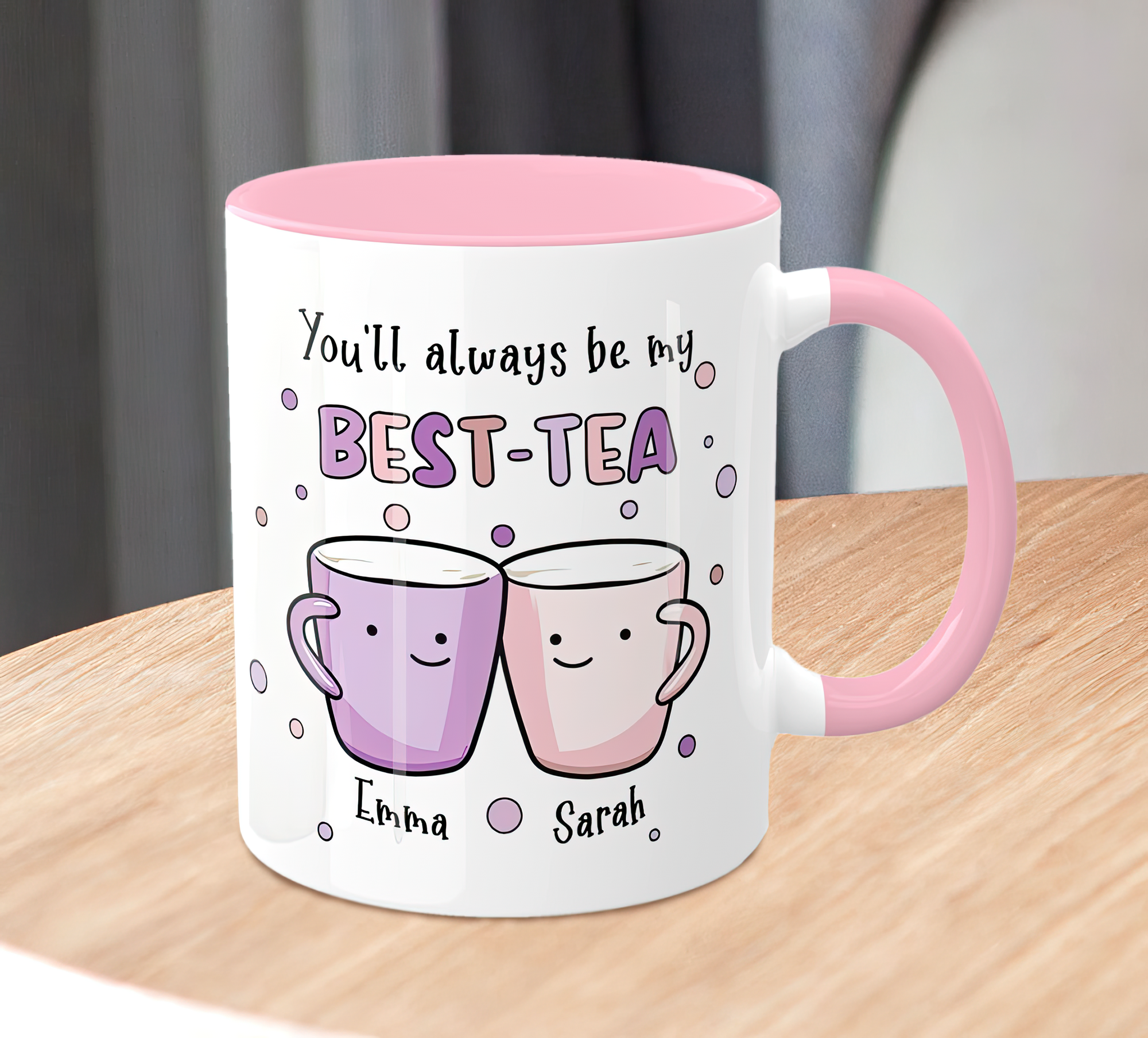 Personalised Cartoon Best-Tea Mug – Pink & Purple Friendship Gift - Image 3