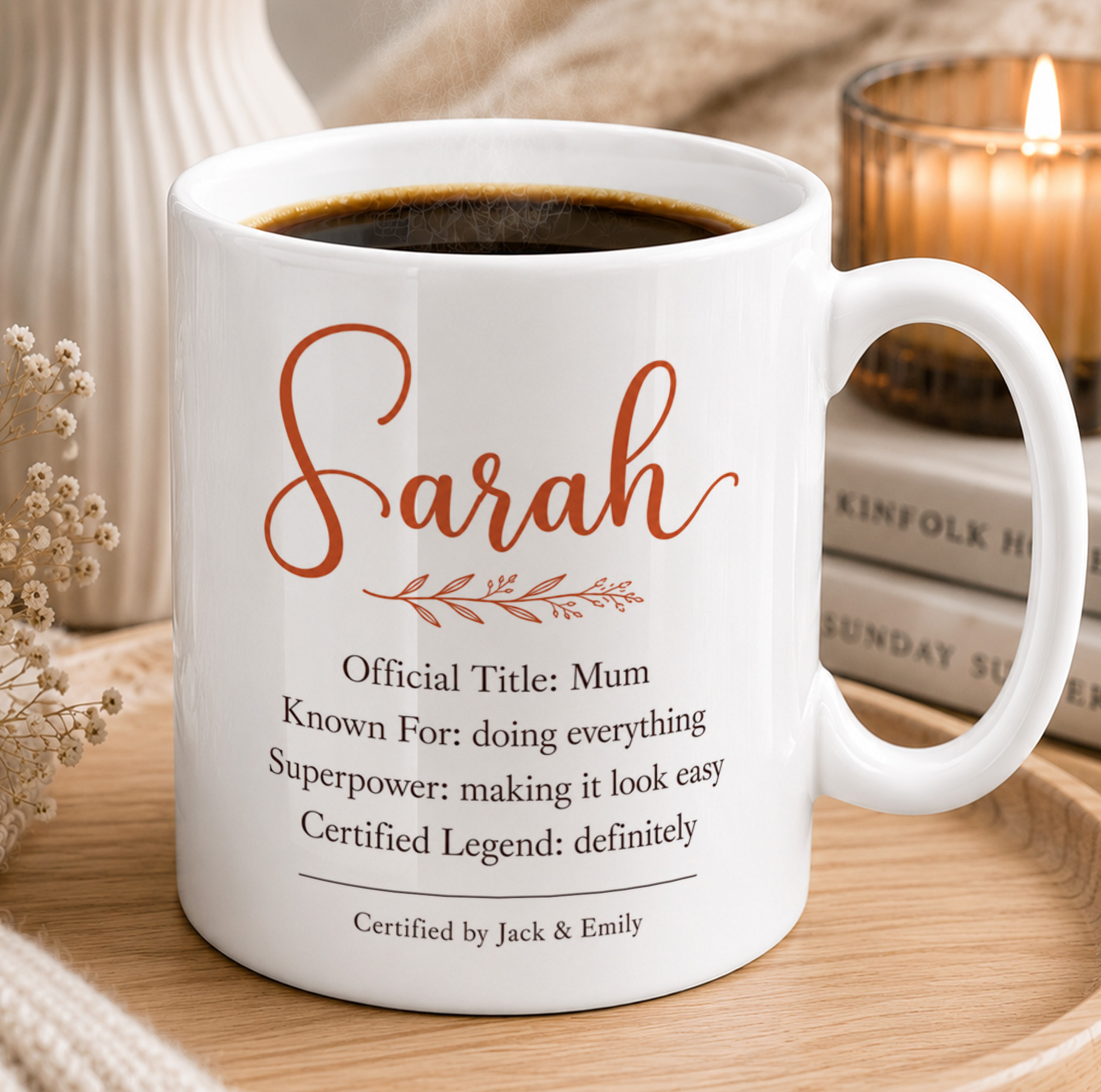 Personalised Mum Certificate Mug – Custom Name Gift from Kids