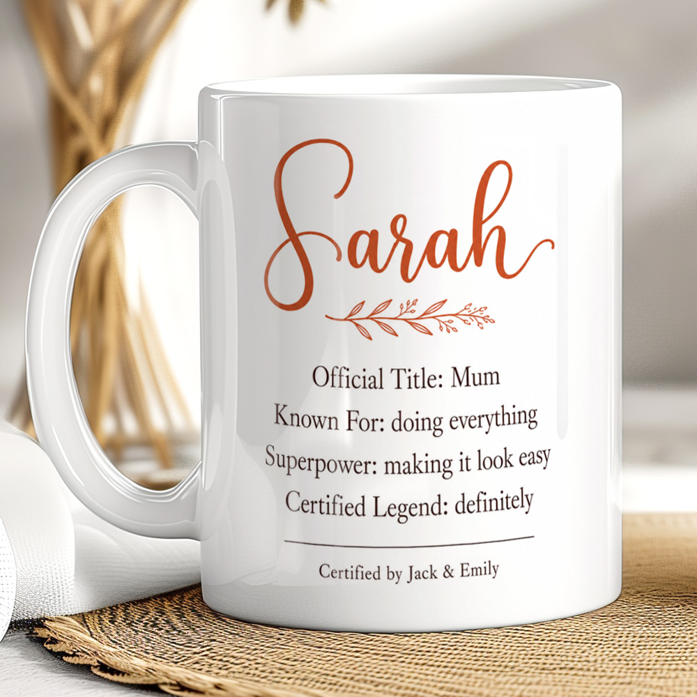 Personalised Mum Certificate Mug – Custom Name Gift from Kids