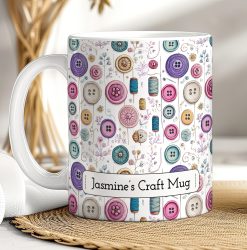 Personalised Sewing Mug – Custom Craft Lover Gift with Name
