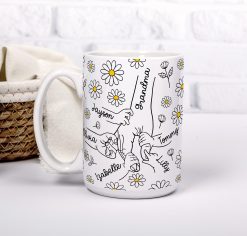 Personalised Mummy & Kids Holding Hands Daisy Mug - Image 5