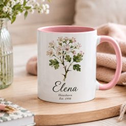 Alternative view of Personalised Birth Flower Mug – Custom Name Gift for Mum