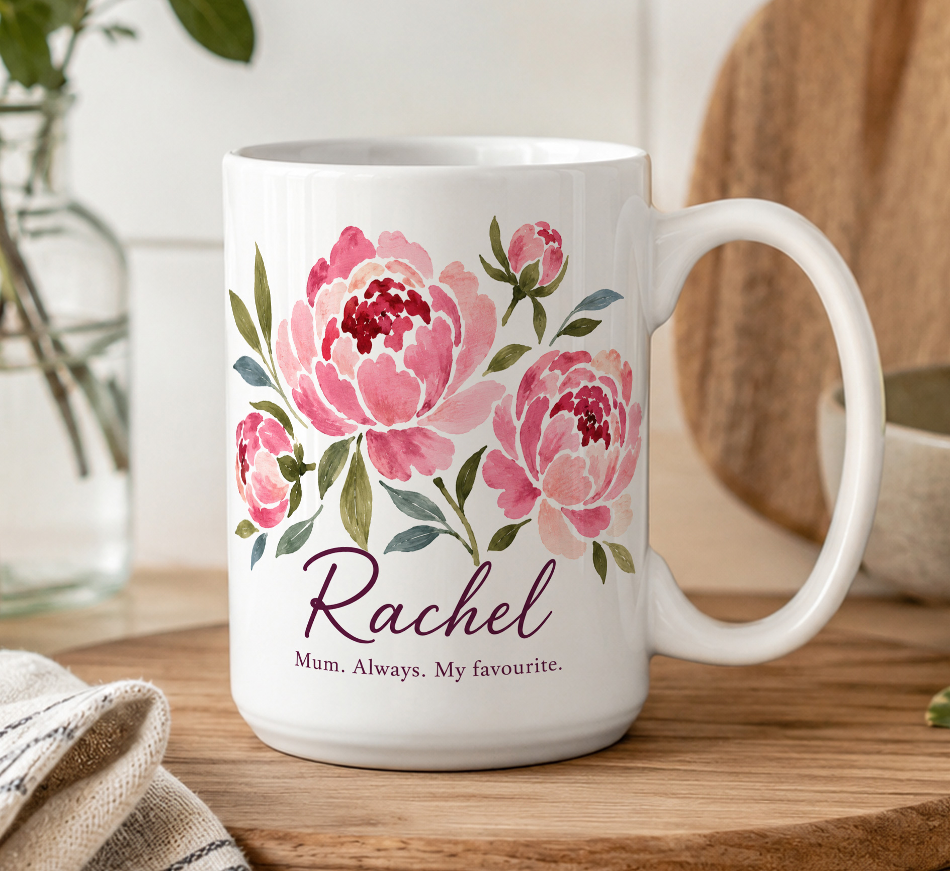 Personalised Floral Mum Mug – Custom Peony Name Gift for Mum - Image 5