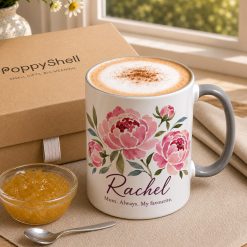 Personalised Floral Mum Mug – Custom Peony Name Gift for Mum - Image 3