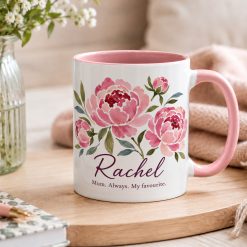 Alternative view of Personalised Floral Mum Mug – Custom Peony Name Gift for Mum
