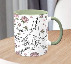 Alternative view of Personalised Mum Hand Holding Mug – Custom Family Names Gift
