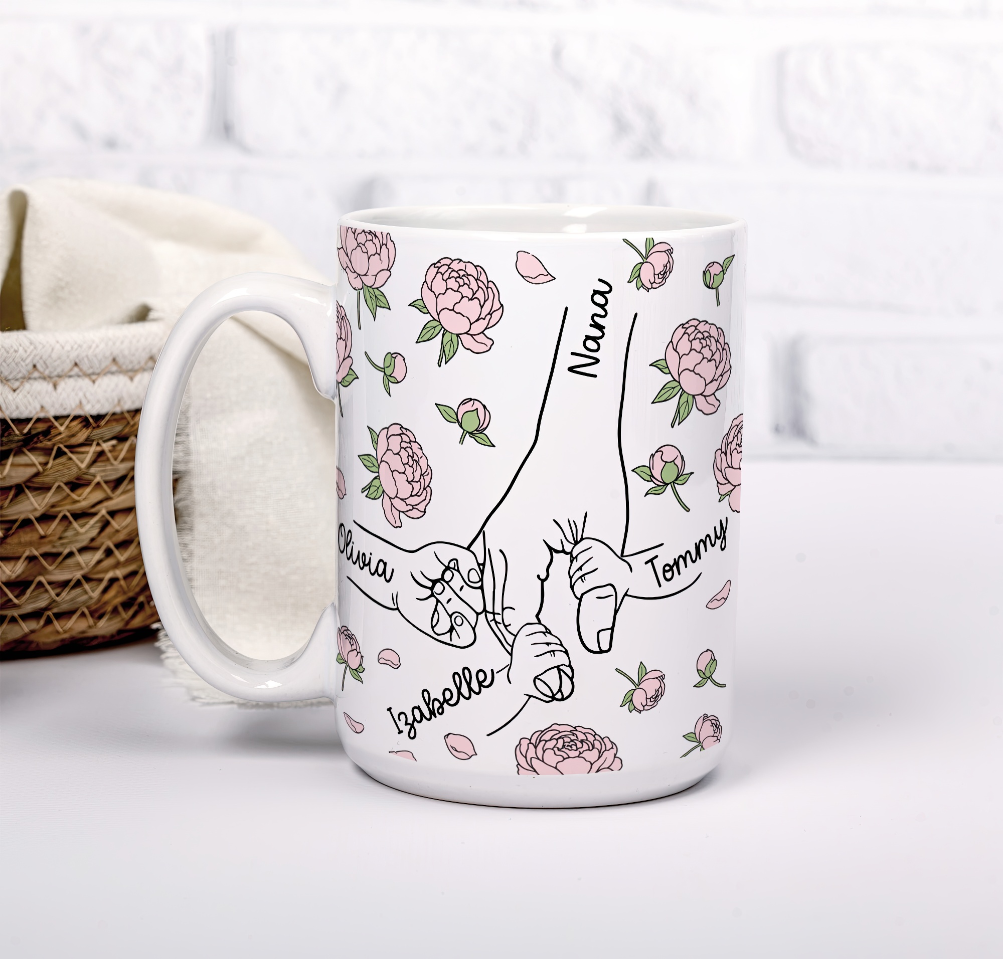 Personalised Mum Hand Holding Mug – Custom Family Names Gift - Image 6