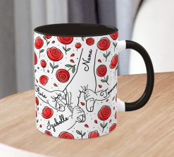 Personalised Family Hands Rose Mug – Custom Names Gift for Mum - Image 3
