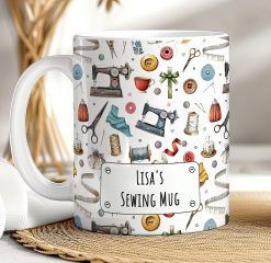 Personalised Sewing Mug – Custom Seamstress Gift with Name